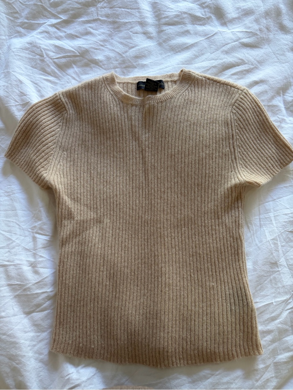 House of Harlow 1960 Short-Sleeve Ribbed Crewneck Sweater - Tan